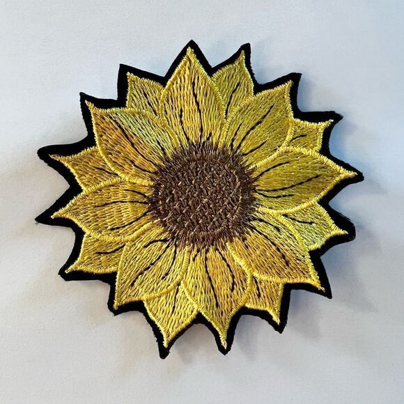 Boho Sunflower 3 Inch Embroidered Patch - Picture 1 of 3